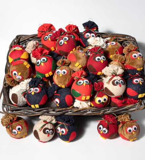 Ornamental Christmas balls with owls