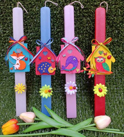 Handmade Easter candles - 35cm rectangle candle - little house