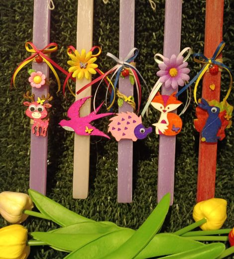 Handmade Easter candles - small 30cm rectangle candle in various designs - 3